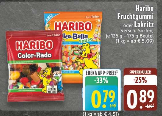 Haribo Fruchtgummi oder Lakritz