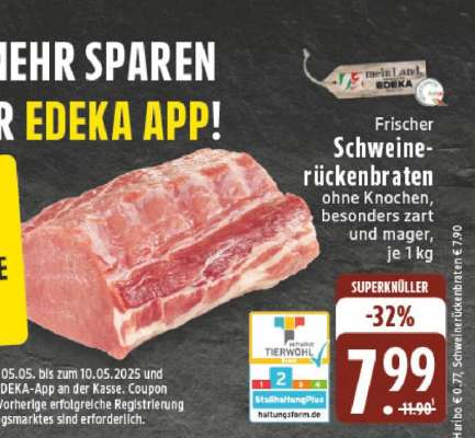 Frischer Schweinerückenbraten