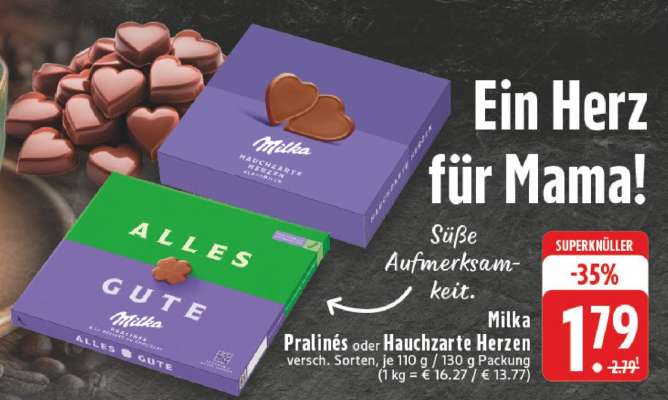MILKA Pralinés oder Hauchzarte Herzen