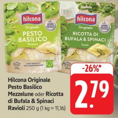 Hilcona Originale Pesto Basilico Mezzelune oder Ricotta di Bufala & Spinaci Ravioli