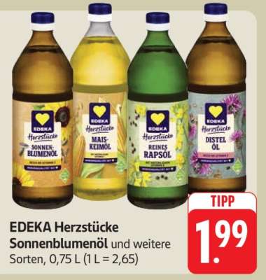 EDEKA Herzstücke Sonnenblumenöl und weitere Sorten