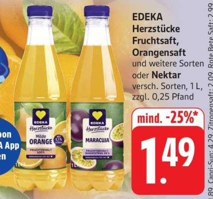 EDEKA Herzstücke Fruchtsaft, Orangensaft