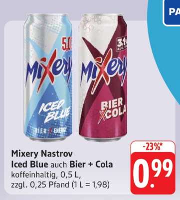 Mixery Nastrov Iced Blue auch Bier + Cola