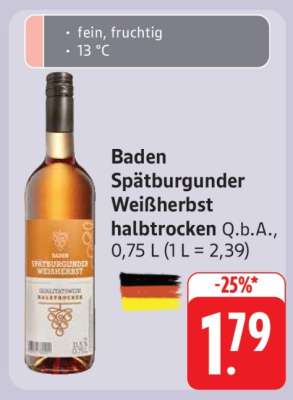 Baden Spätburgunder Weißherbst halbtrocken