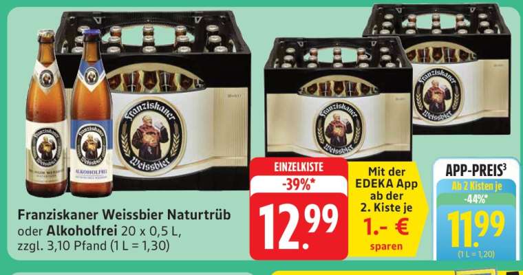 Franziskaner Weissbier Naturtrüb oder Alkoholfrei