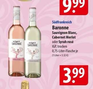 Baronne Sauvignon Blanc, Cabernet Merlot oder Syrah rosé