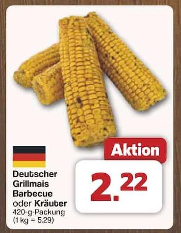 Deutscher Grillmais Barbecue oder Kräuter