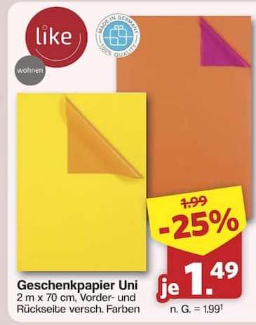 Geschenkpapier Uni