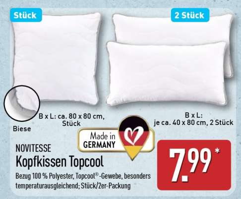 NOVITESSE Kopfkissen Topcool