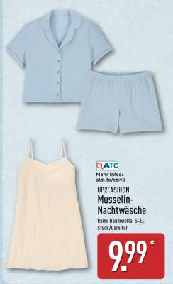 UP2FASHION Musselin-Nachtwäsche