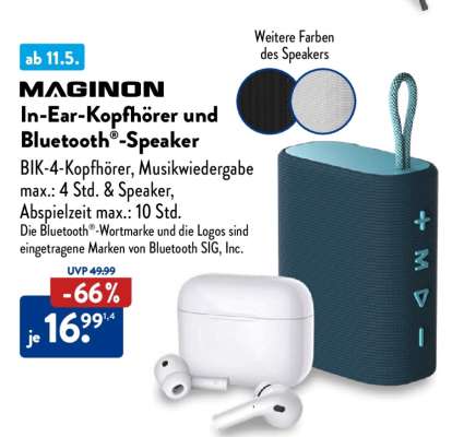 MAGINON In-Ear-Kopfhörer und Bluetooth®-Speaker