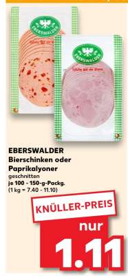 EBERSWALDER Bierschinken oder Paprikalyoner