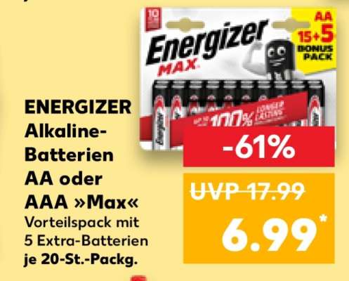 ENERGIZER Alkaline-Batterien AA oder AAA »Max«