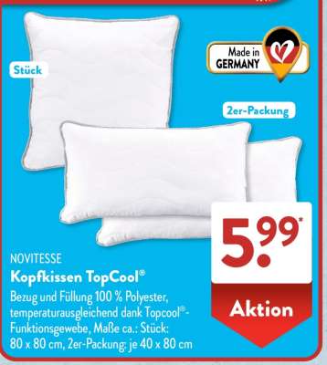 NOVITESSE Kopfkissen Topcool