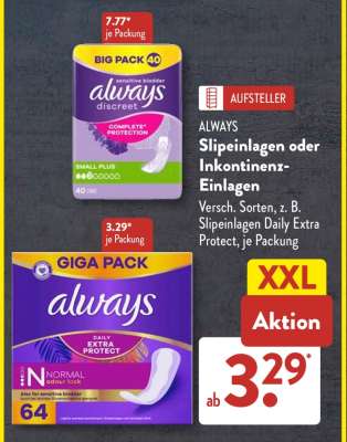 ALWAYS Slips or Incontinence Pads