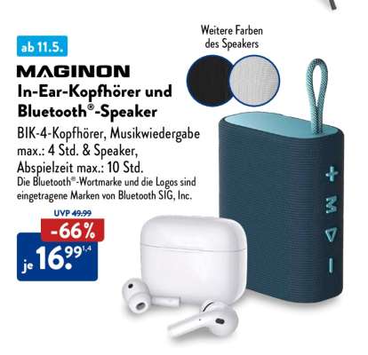 MAGINON In-Ear-Kopfhörer und Bluetooth-Speaker