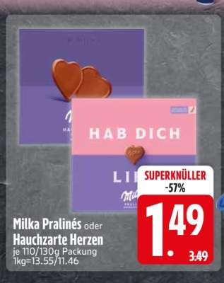 MILKA Pralinés oder Hauchzarte Herzen