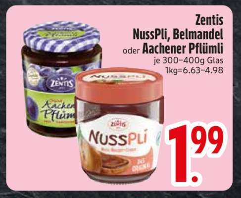 Zentis NussPli, Belmandel oder Aachener Pflümli