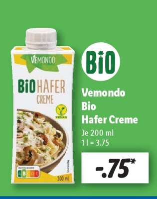 Vemondo Bio Hafer Creme