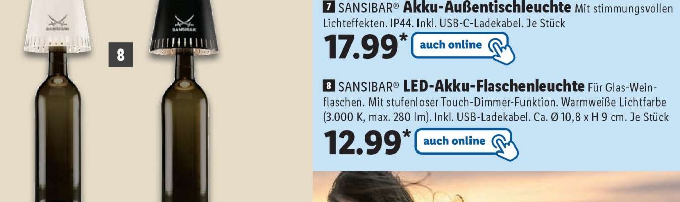 SANSIBAR LED-Akku-Flaschenleuchte