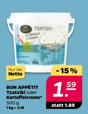 BON APPÉTIT Tzatziki oder Kartoffelcreme
