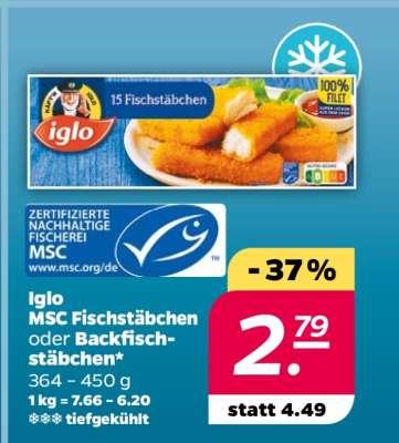 Iglo MSC Fischstäbchen oder Backfischstäbchen