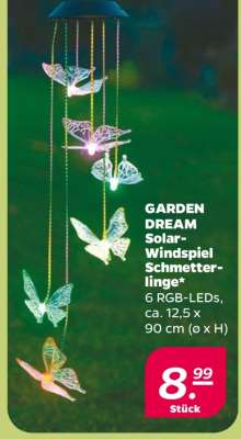 GARDEN DREAM Solar-Windspiel Schmetterlinge