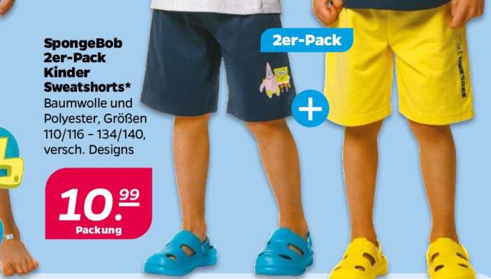 SpongeBob 2er-Pack Kinder Sweatshorts