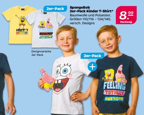 SpongeBob 2er-Pack Kinder T-Shirt