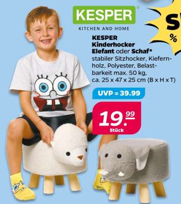 KESPER Kinderhocker Elefant oder Schaf