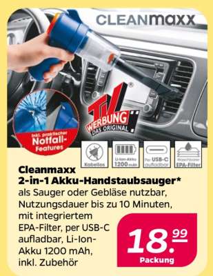 CLEANmaxx 2-in-1 Akku-Handstaubsauger
