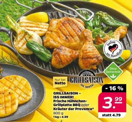 GRILLSAISON – ISS IMMER! Frische Hähnchen-Grillplatte BBQ oder Kräuter der Provence