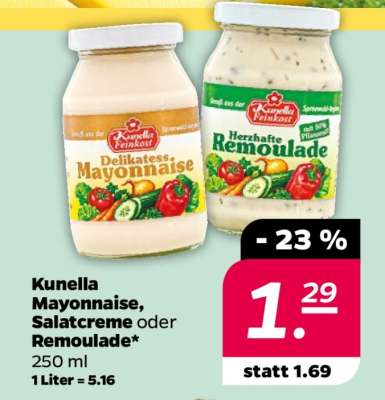Kunella Mayonnaise, Salatcreme oder Remoulade