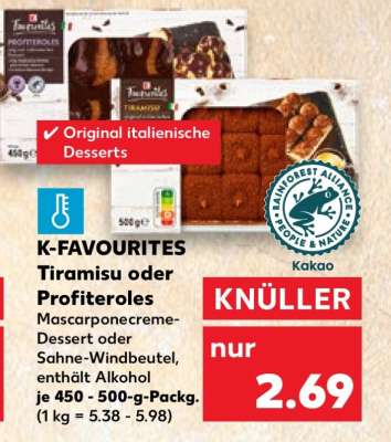 K-FAVOURITES Tiramisu oder Profiteroles