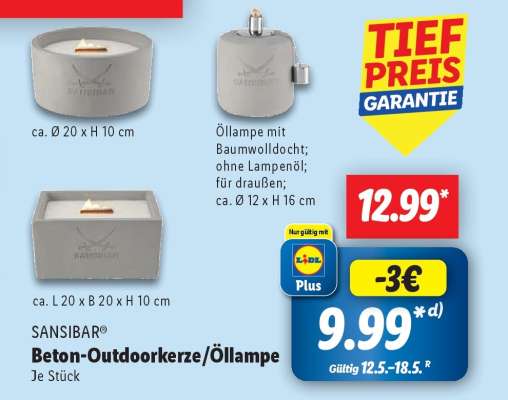 SANSIBAR® Beton-Outdoorkerze/Öllampe