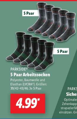 PARKSIDE® 5 Paar Arbeitssocken