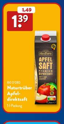 RIO D'ORO Naturtrüber Apfel-direktsaft