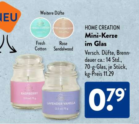 HOME CREATION Mini-Kerze im Glas