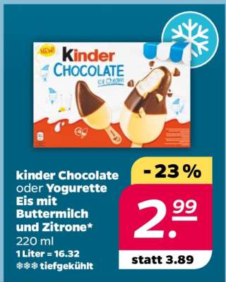 kinder Chocolate oder Yogurette Eis mit Buttermilch und Zitrone