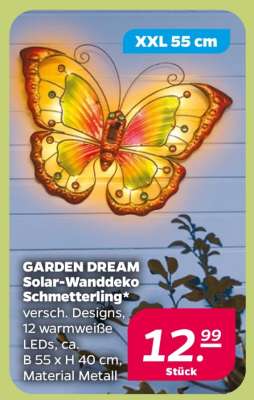 GARDEN DREAM Solar-Wanddeko Schmetterling