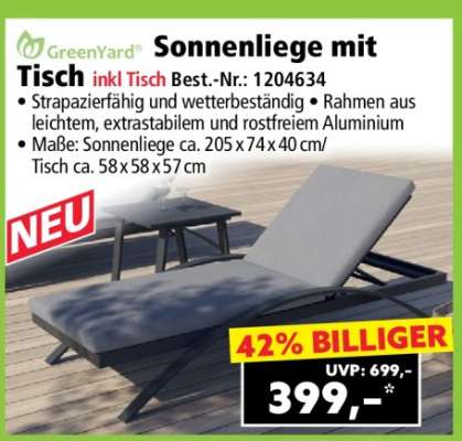 Sonnenliege mit Tisch