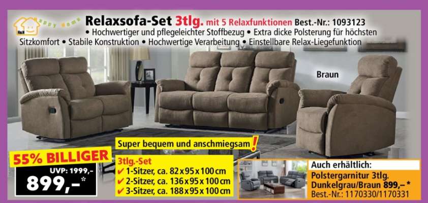 Relaxsofa-Set 3tlg.