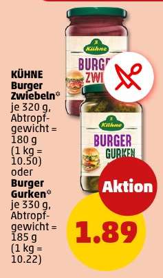 KÜHNE Burger Zwiebeln oder Burger Gurken