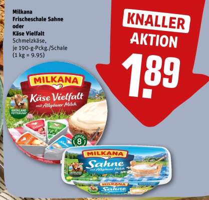Milkana Frischeschale Sahne oder Käse Vielfalt