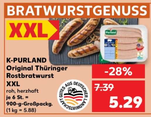 K-PURLAND Original Thüringer Rostbratwurst XXL