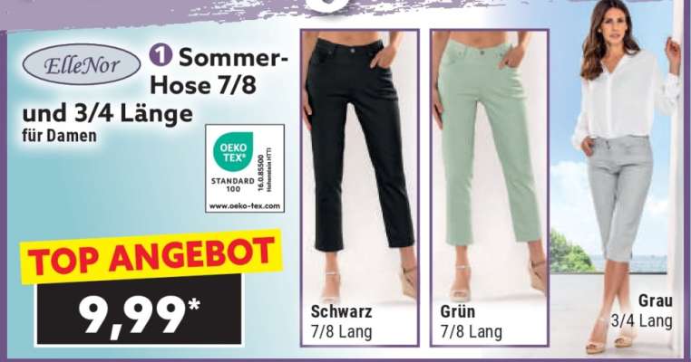 Sommer-Hose 7/8 und 3/4 Länge für Damen