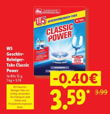 W5 Geschirr-Reiniger- Tabs Classic Power