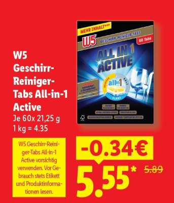 W5 Geschirr-Reiniger-Tabs All-in-1 Active