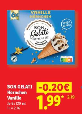 Bon Gelati Hörnchen Vanille
