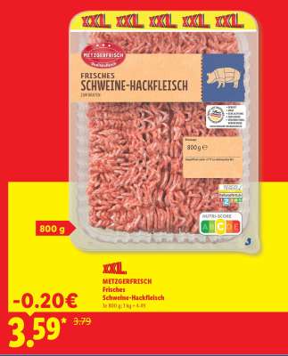 Metzgerfrisch Frisches Schweine­ Hackfleisch